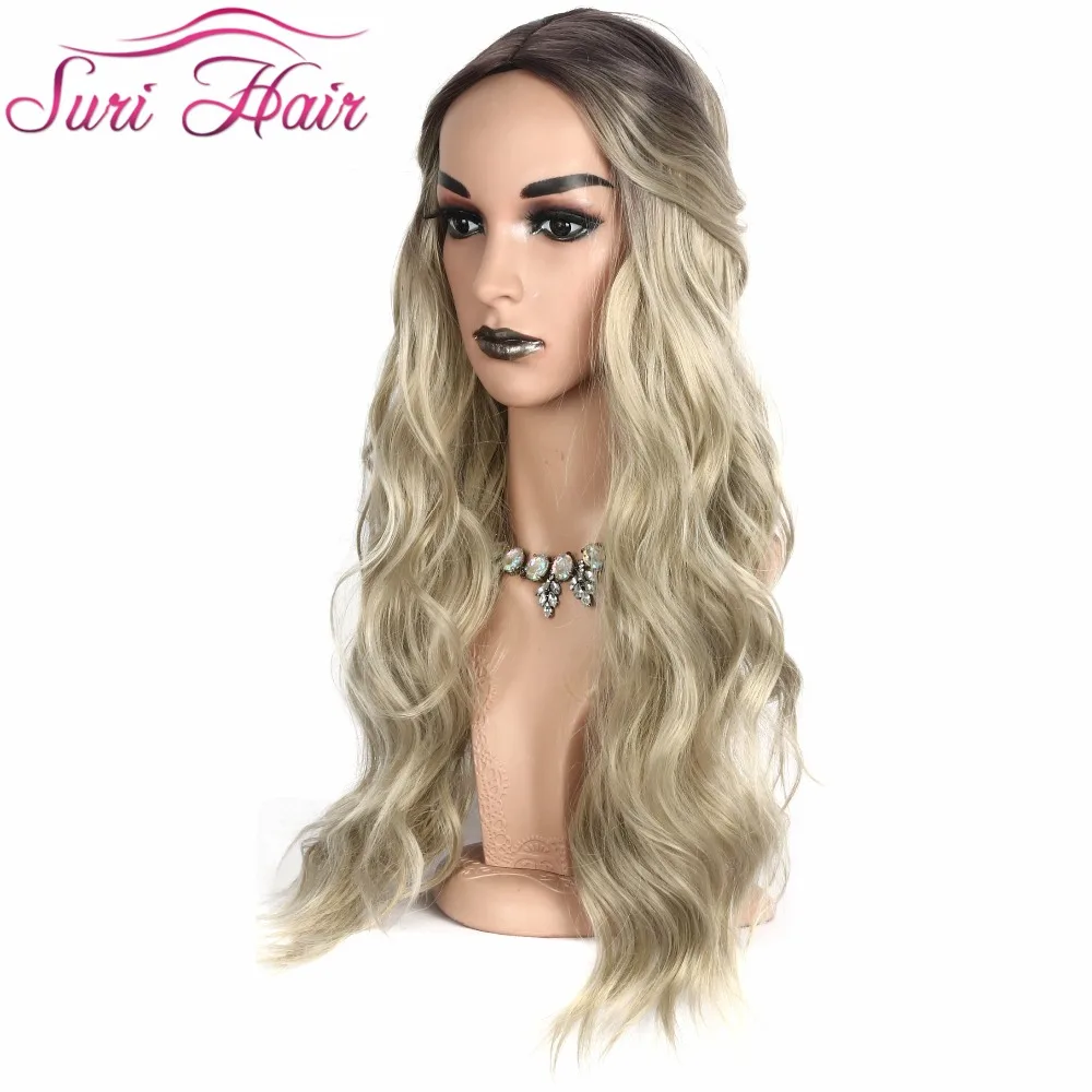 Suri Hair Long Body Wave Wig Ombre Brown Blonde Pink High Density Heat Resistant Synthetic For White Women Cosplay | Шиньоны и парики