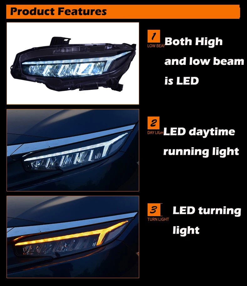Для Honda Civic головной фары в сборе DRL ксеноновая лампа год передний свет полный светодиодный поворотный свет