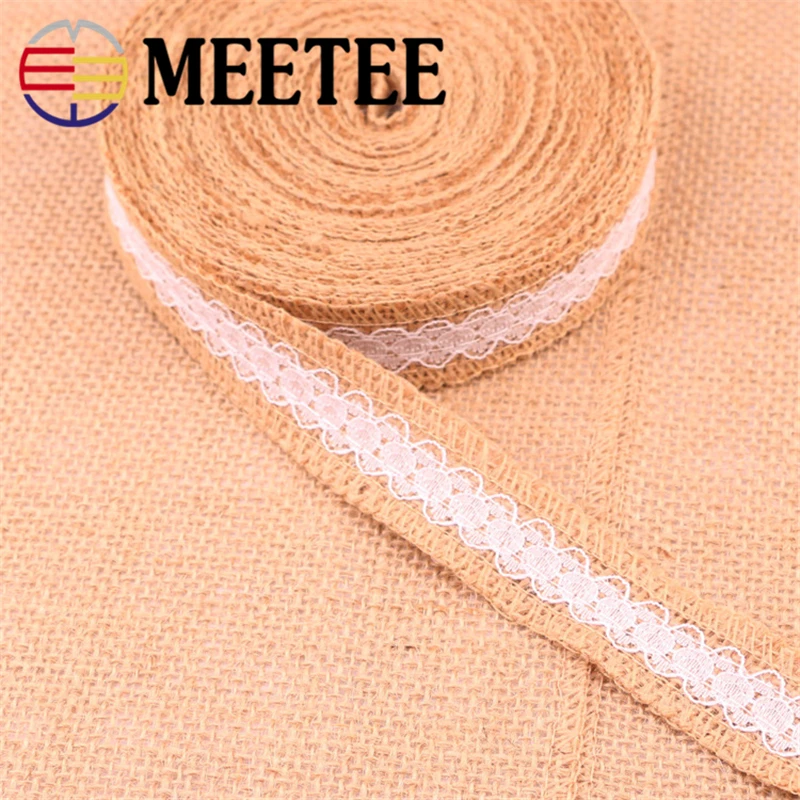 Meetee 10yards Linen Lace Trims Roll Webbing DIY Manual Christmas Decoration Flower Gift Box Packaging AccessoryZK152 | Дом и сад