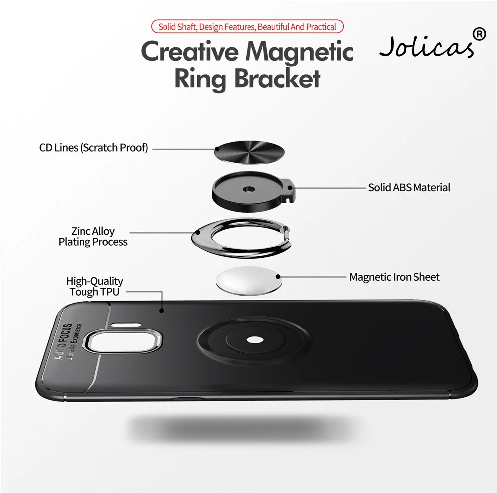 Для Samsung Galaxy J2 Core чехол цветной металлический кольцевой магнитный держатель