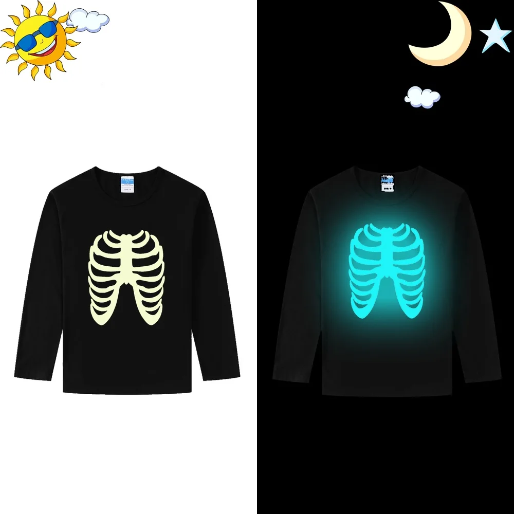 LYTLM с длинным рукавом Футболка Skeleton забавная футболка рисунком черепа для детей