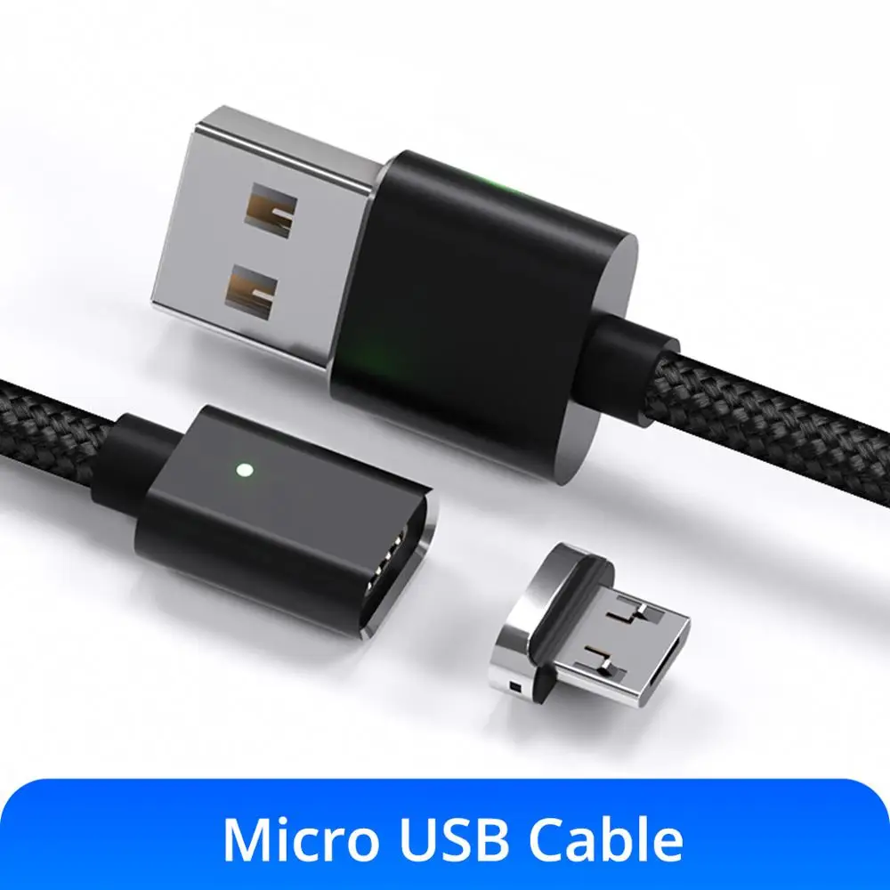 black micro cable ANMONE Магнитный кабель Micro usb type C кабель 1 м 2 м нейлоновый плетеный провод для быстрой зарядки быстрое зарядное устройство для телефона Магнитный зарядный шнур для передачи данных - Цвет: black micro cable
