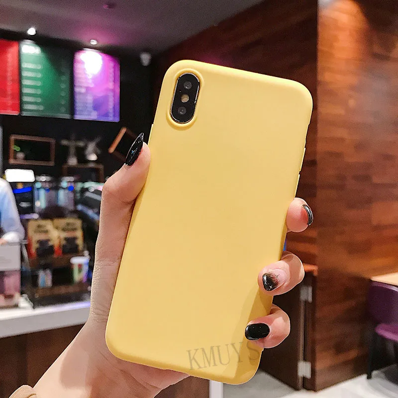 Цветной силиконовый защитный чехол для iphone XR X XS Max 6 6S 7 8 Plus 5 5S SE милый мягкий простой модный чехол для телефона
