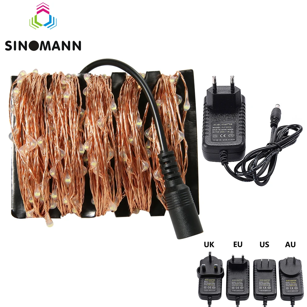Высококачественная медная светодиодная гирлянда длиной 20 м длина 66 футов 200