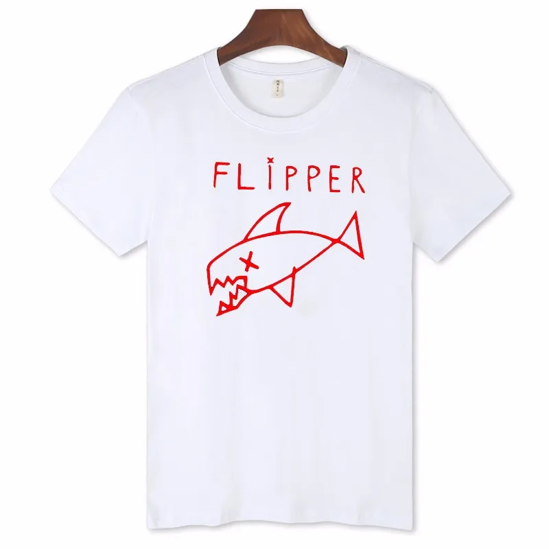 Flipper рыбы короткий рукав Повседневное хлопковая Футболка Для мужчин Акула
