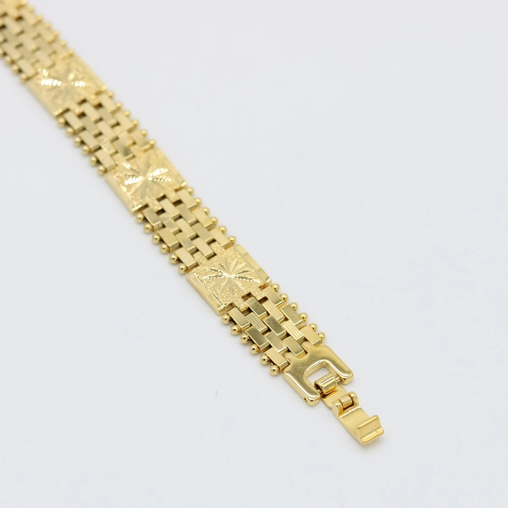 Резная цепочка на запястье для мужчин и женщин желтый золотистый матовый браслет