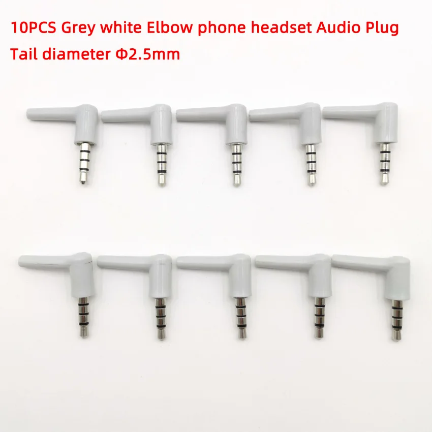 2.5Elbow white 4pole 10 шт./лот, 3,5 мм, стерео гарнитура, штекер, розетка, 3, 4 полюса, 90 градусов, локоть, 3,5, AUX, аудио разъем, адаптер, разъем, хвост, 2,5, 3 мм - Цвет: 2.5Elbow white 4pole