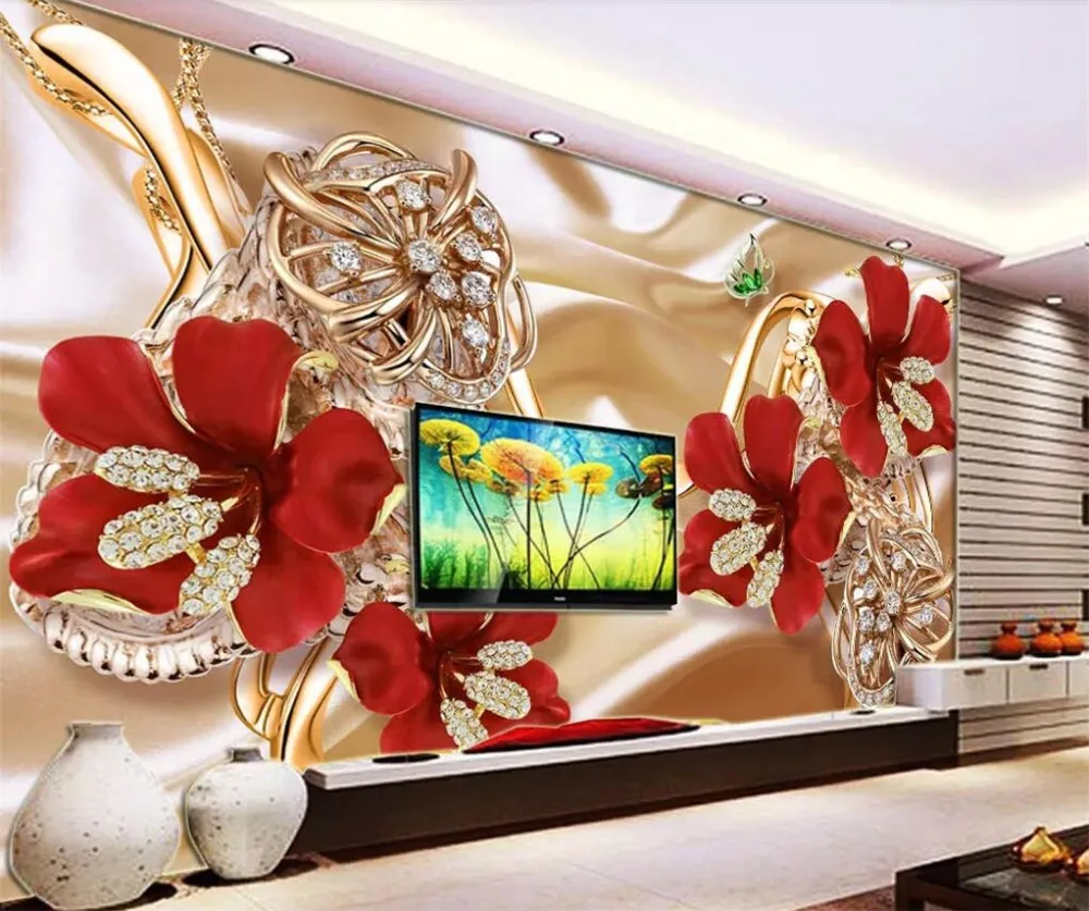

beibehang Custom wallpaper 3d rich jewellery flowers TV background wall living room bedroom mural papel de parede 3d wallpaper