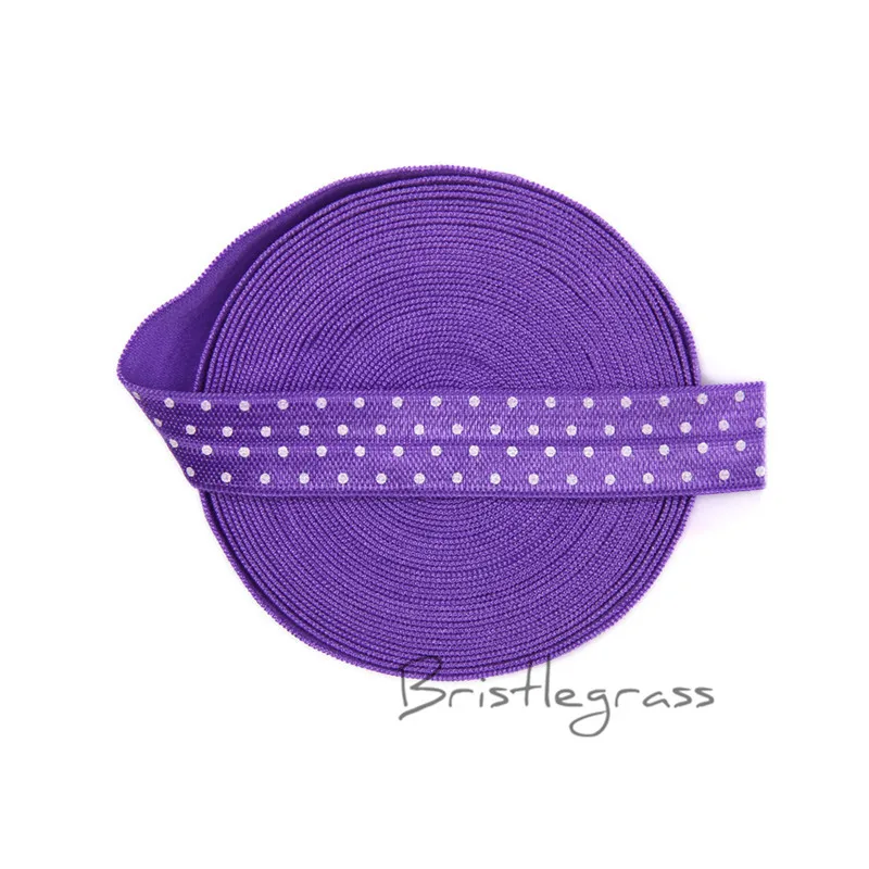 Purple Повязка из спандекса с узором в горошек, 5 ярдов, 5/8 дюйма, 1,5 см, повязка из спандекса, повязка на голову, платье-пачка, с вышивкой - Цвет: Purple