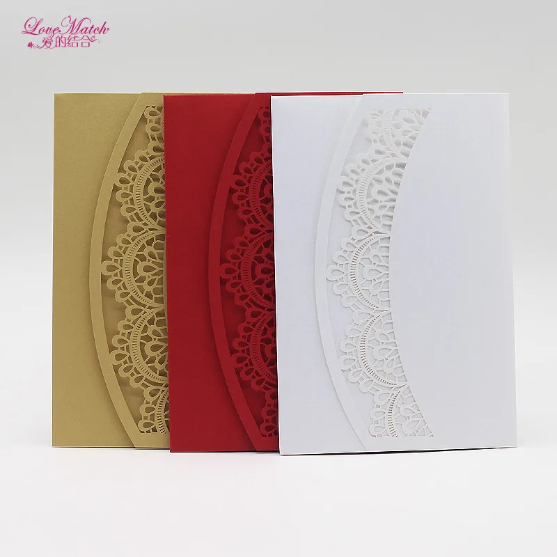 10 комплектов красивых свадебных пригласительных открыток с лазерной резкой