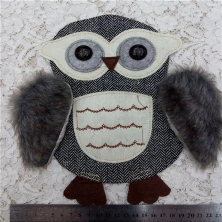 Одежда diy Вышивка животное патч дело с ним 24 см сова плюшевые байкерские нашивки для одежды цветок наклейки ткань