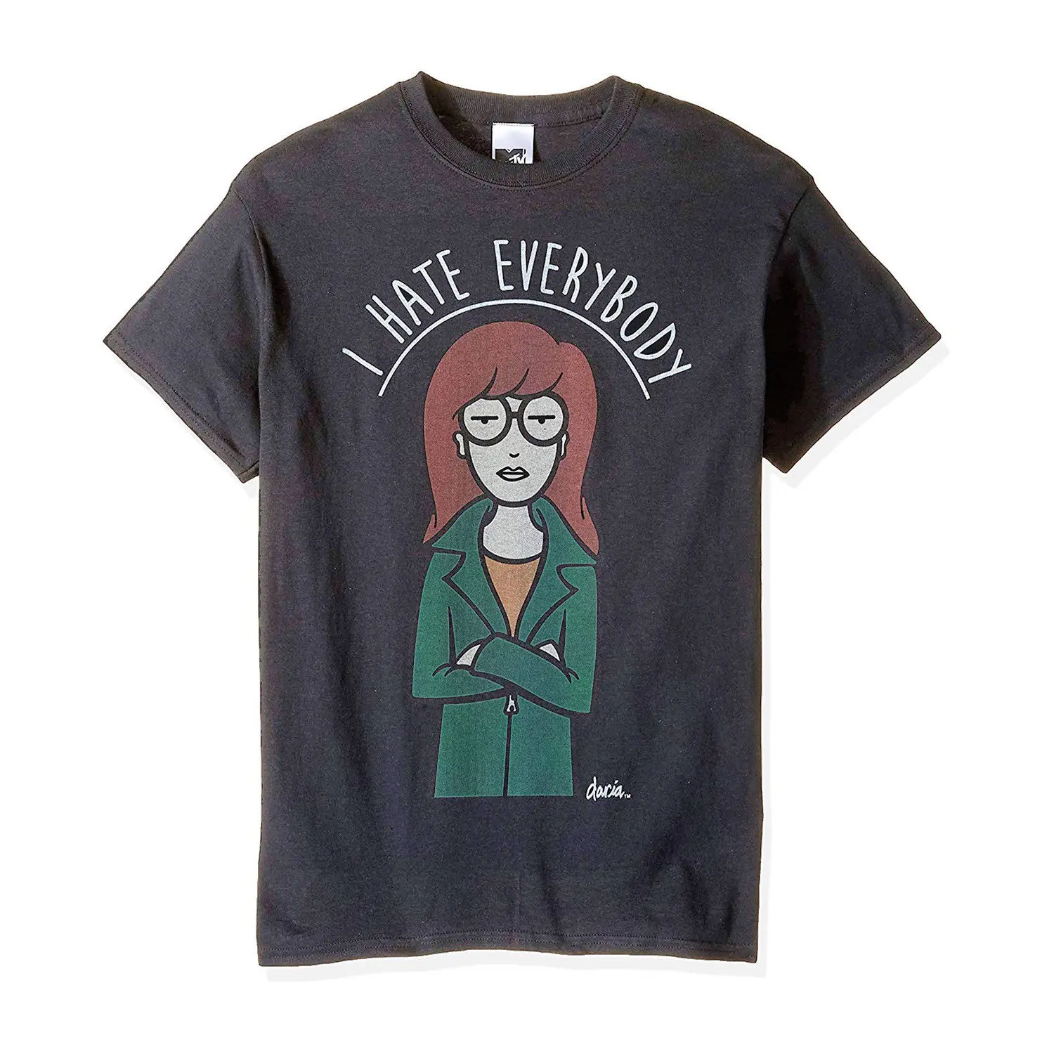 MTV Daria I Hate Everybody Short Sleeve Gray Crewneck T-Shirt Fashion Style Men Tee tops wholesale tee mens shirts |