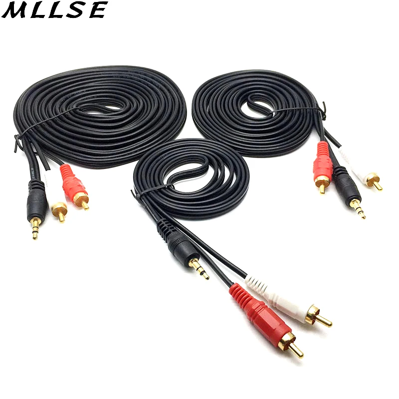MLLSE 1 шт. 5 м 3 разъем мм 2 RCA аудио кабель адаптер папа Папа AUX для iPod Mp3 Mp4 телефона