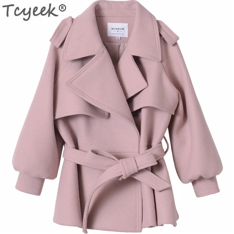 Женское короткое пальто Tcyeek из смешанной шерсти и милая Женская куртка зимняя