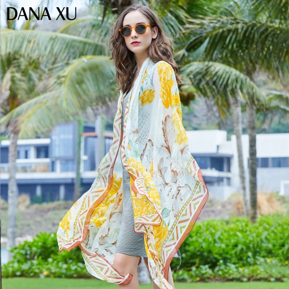 Длинный шелковый шарф 2019 роскошный брендовый новый дизайн пляжное одеяло шаль