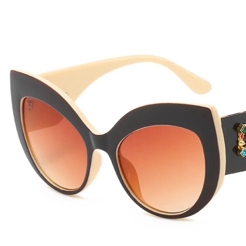 Новая мода Большой кошачий глаз солнцезащитные очки Ретро Винтажные женские роскошные брендовые дизайнерские Zircon D Солнцезащитные очки женские Cateye UV400