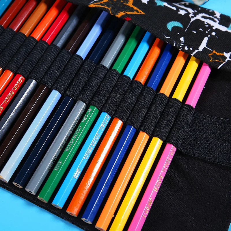 Тканевый чехол для карандашей с 36/48/72 отверстиями и звездами школьный рулонный