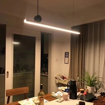

Geometric strip pendant lamps restaurant Nordic post-modern minimalist designer light luxury copper creative pendant light