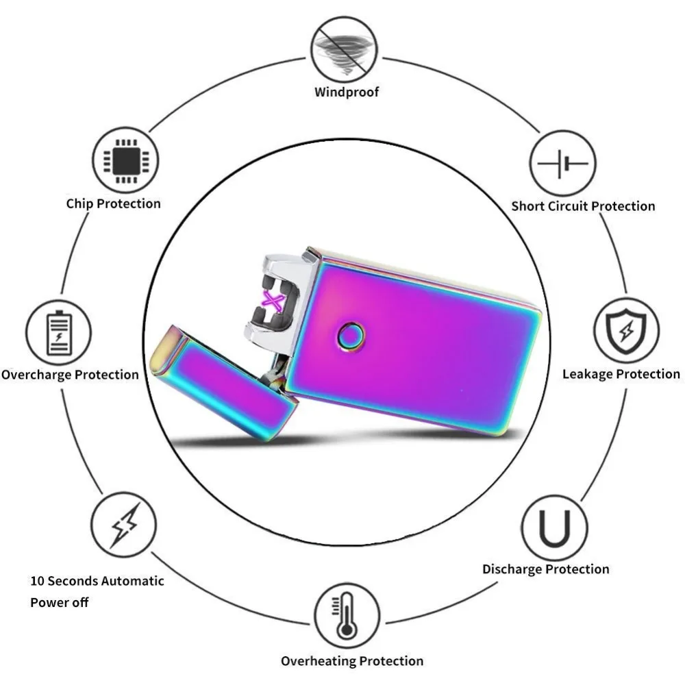 Двойной импульс дуги крест USB Перезаряжаемые прикуривателя ветрозащитный