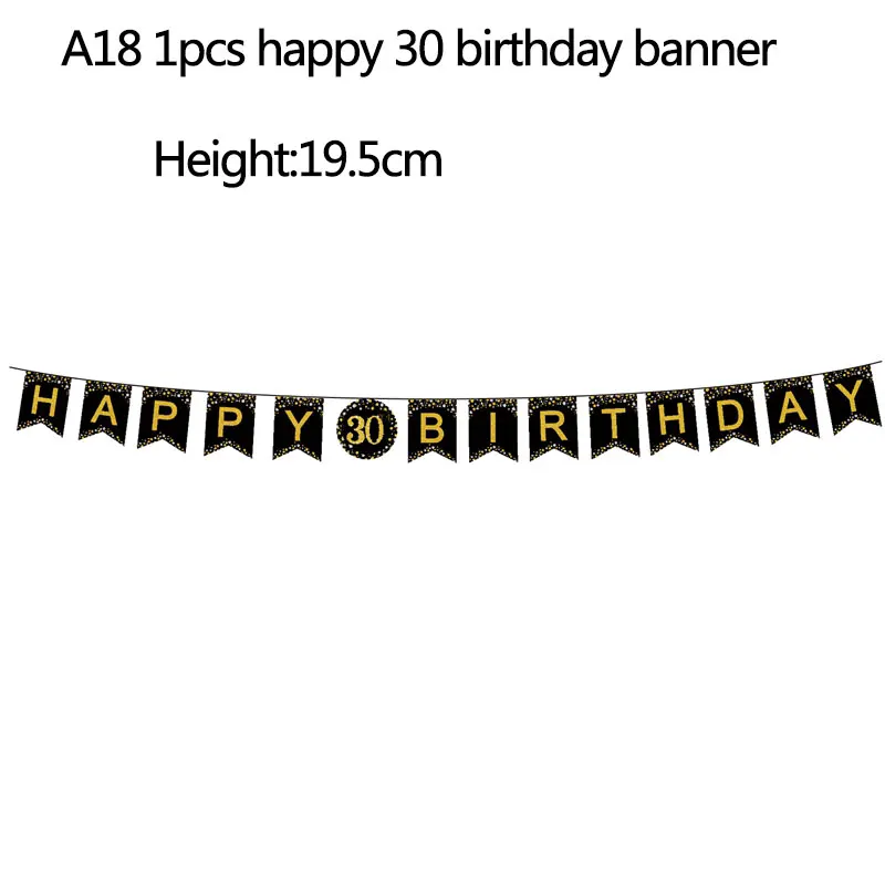 A18 birthday banner 18/21/31/40/50th черный золотой счастливый посуда для вечеринки в честь Дня Рождения наборы скатерть чашки тарелки салфетки Свадебные принадлежности для юбилейной вечеринки - Цвет: A18 birthday banner