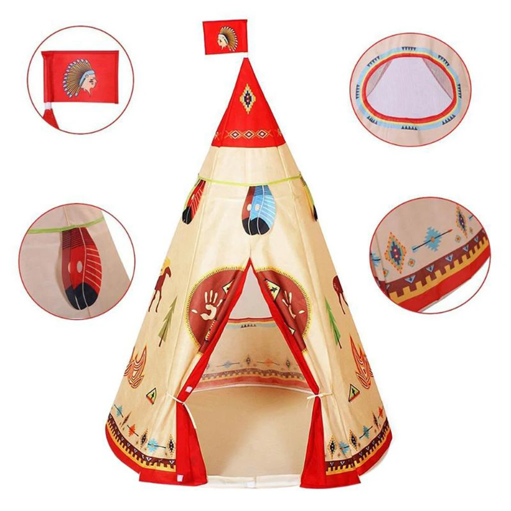 

Foldable Kids Girls Conical Teepee Tent Play Tent For Indoor & Outdoor Play