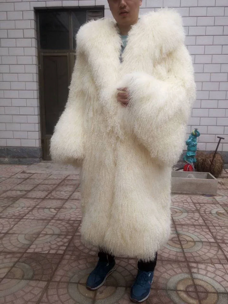 Мужское и женское длинное меховое пальто wo Пляжное шерстяное большого размера из