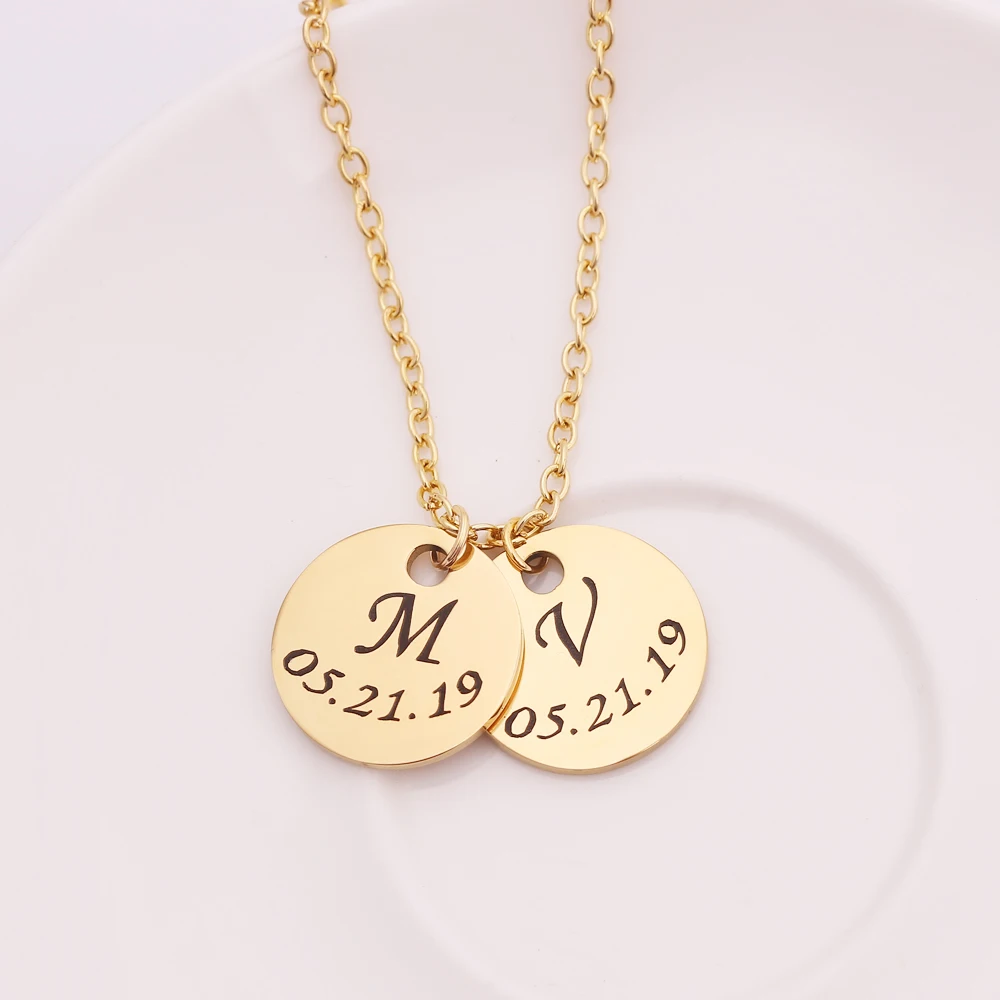 Индивидуальная пара кулон с буквенным диском индивидуальная двухсторонняя