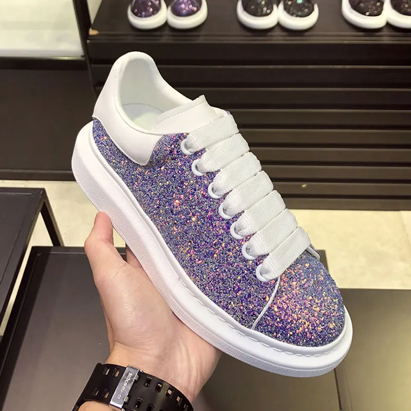 Sapatos femininos; женские кроссовки; стразы; обувь из воловьей кожи; Новинка года; кожаная повседневная обувь с подкладкой из овчины; спортивная мужская обувь - Цвет: 4-Light purple
