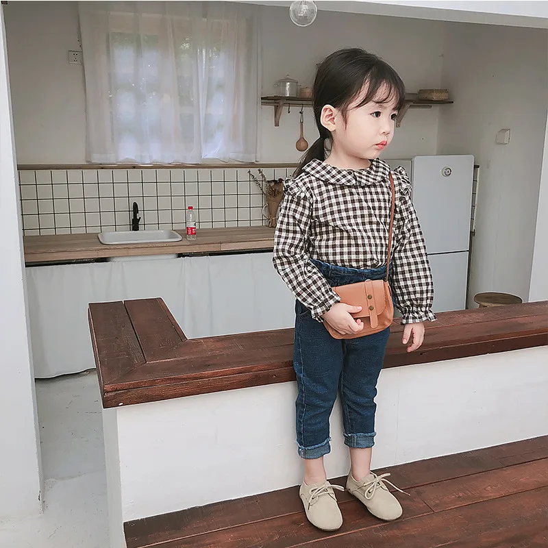 Новинка 2018 брюки для девочек модные джинсы малышей с высоким воротом подходят