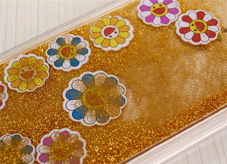 2016 Новых Прибыть прекрасный Блеск 3D Подсолнечника динамические liquid Quicksand Clear PC phone