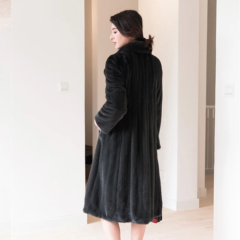 Jade Pride Euro-US 2017 Elegant Real Fur Mink Coat Women Long Coats Winter Full Sleeve Turn-down Collar Parka Office Lady Jacket | Женская