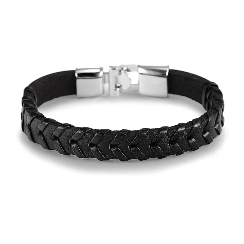 Мужской кожаный браслет MKENDN винтажный кофейного цвета с простым крючком