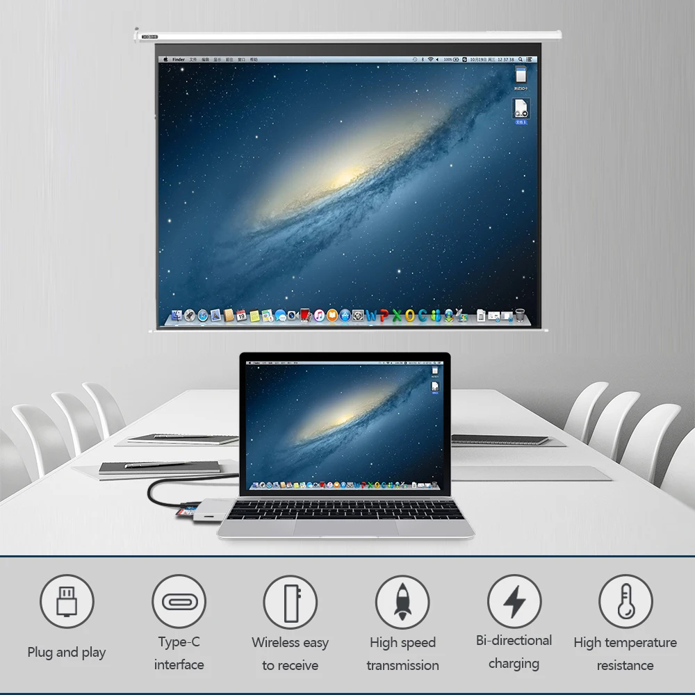 Адаптер Rocketek multi type c 3 0 2 usb хаб HDMI 4K с SD TF кардридером для MacBook pro аксессуары