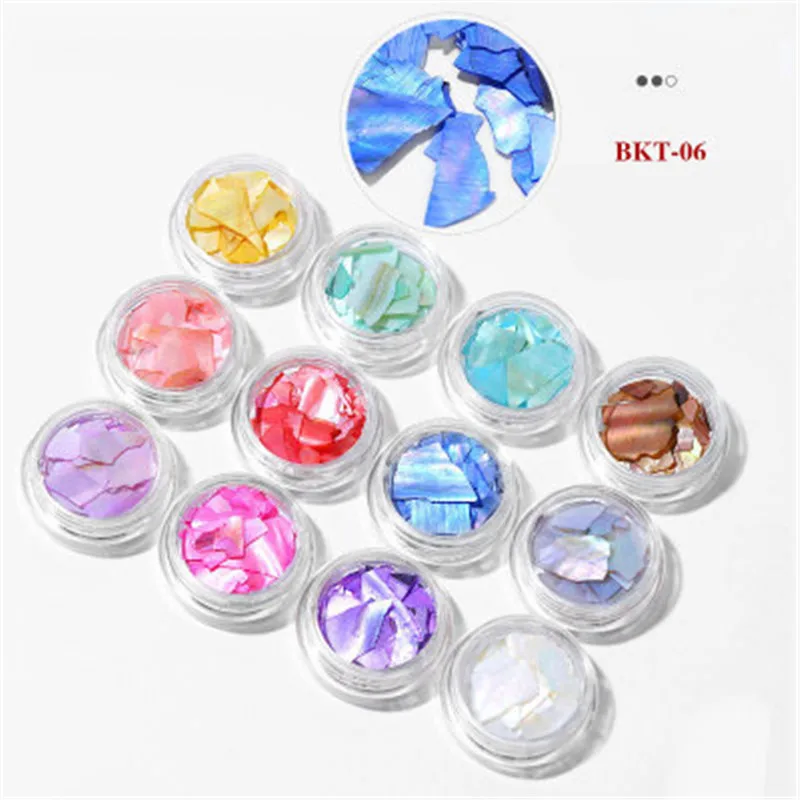 12 шт./компл. цветной перламутровый светильник для ногтей кусочки раковины набор