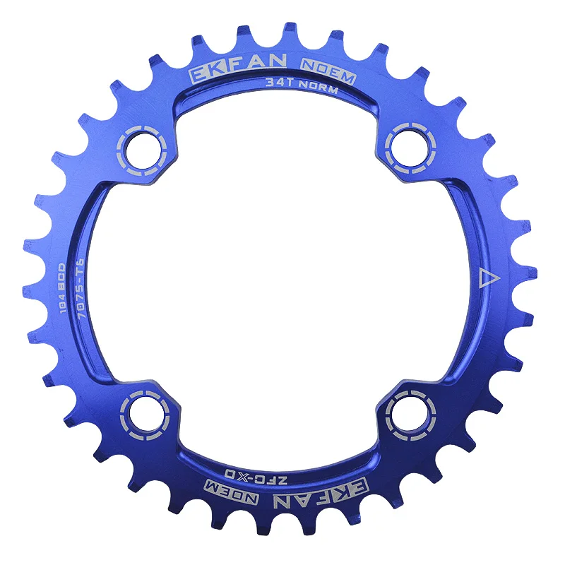 Цепь велосипедная EKFan узкая широкая 32T/34T/36T 104BCD MTB 7075-T6 одноплатная | Спорт и