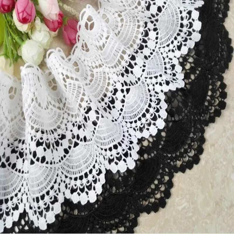 Белая и черная Водорастворимая молочная шелковая лента 5 ярдов/партия ажурная