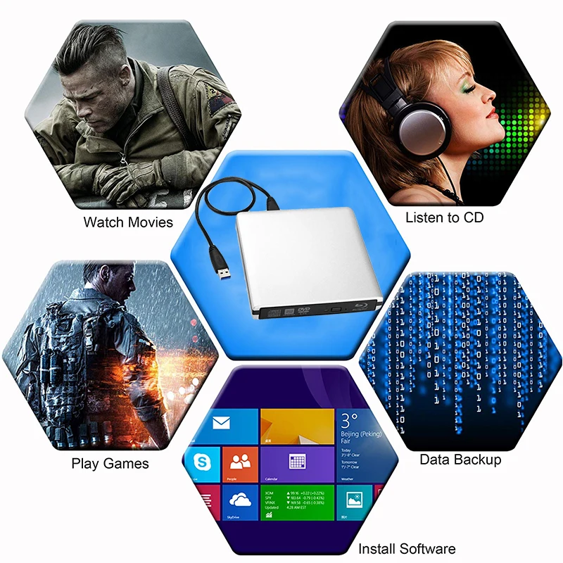 YAHEY USB 3 0 Blu ray Drive BD RE горелки 2019 внешний CD/DVD RW/RAM/ROM писатель 3D плеер супердрайв для