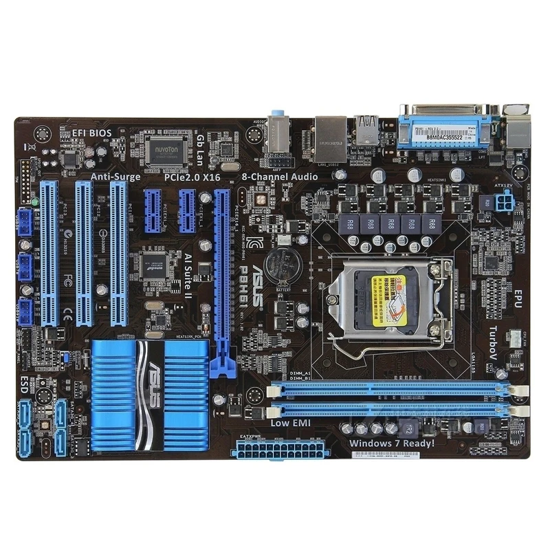 Asus P8H61 настольная материнская плата H61 Socket LGA 1155 i3 i5 i7 DDR3 16G UEFI биос ATX оригинальная б/у материнская плата в продаже