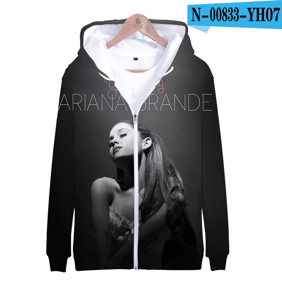 Ariana Grande 3D толстовка на молнии повседневные толстовки Новая мода крутая Highstreet осенне-зимняя одежда толстовка - Цвет: Бежевый