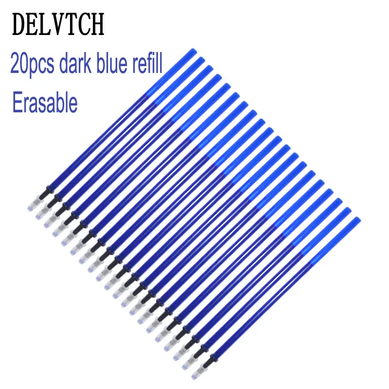 20pcs dark blue 20 шт./компл. 0,5 мм гелевая ручка стержень со стираемыми чернилами стержень, стираемая ручка с заправляемым стержнем синего цвета с черными чернилами, офисные школьные канцелярские принадлежности инструмент подарок - Цвет: 20pcs dark blue