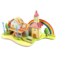 3d diy puzzle jigsaw baby toy kid early learning castle construction pattern gift board game