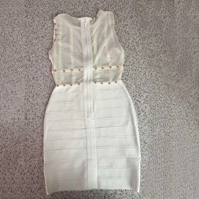 Новинка 2017 женское вечернее Бандажное платье сексуальное без рукавов Сетчатое