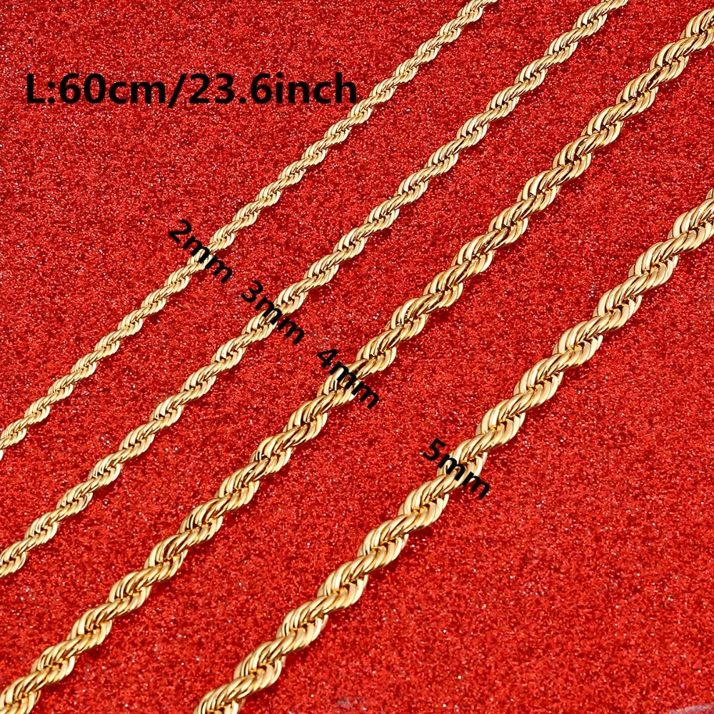 Золотое ожерелье цепь для мужчин и женщин веревочное высокого качества