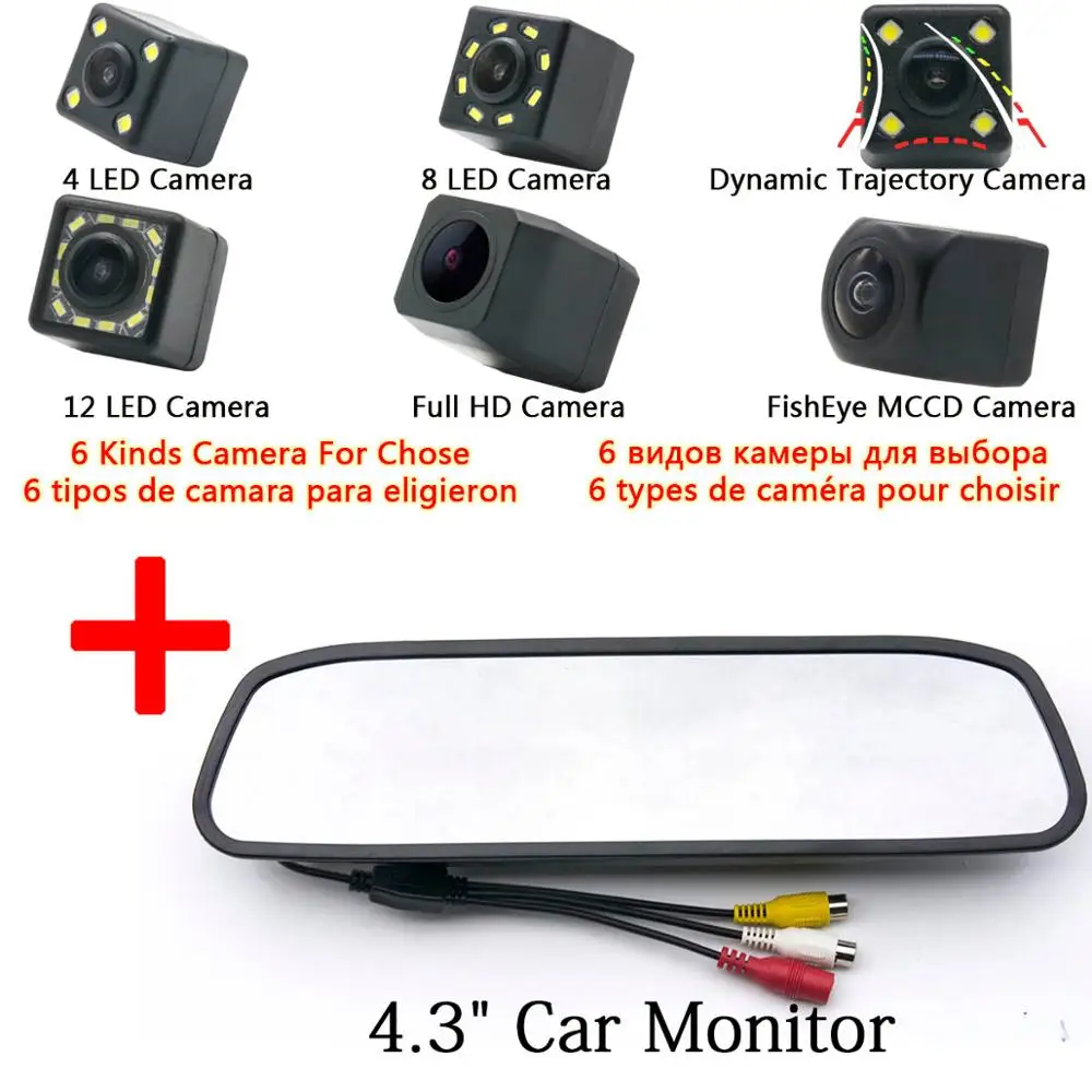 Camera 4.3 Mirror Камера заднего вида Full HD 1280*720 для VW Magotan Polo Bora Golf Jetta Passat CC Touran Caddy Multivan T5 Transporter - Название цвета: Camera 4.3 Mirror