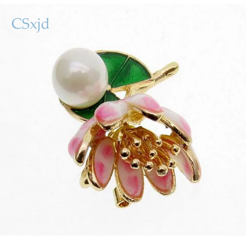 Дизайнерские брендовые эмалевые Броши CSxjd в форме лотоса с искусственным