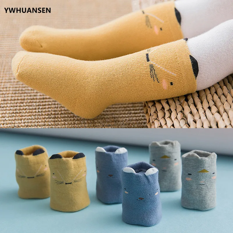 

YWHUANSEN High Quality Autumn Winter Girls Boys Socks Cartoon Socks for Children Thick Warm Cotton Terry-loop Socks Baby Girls