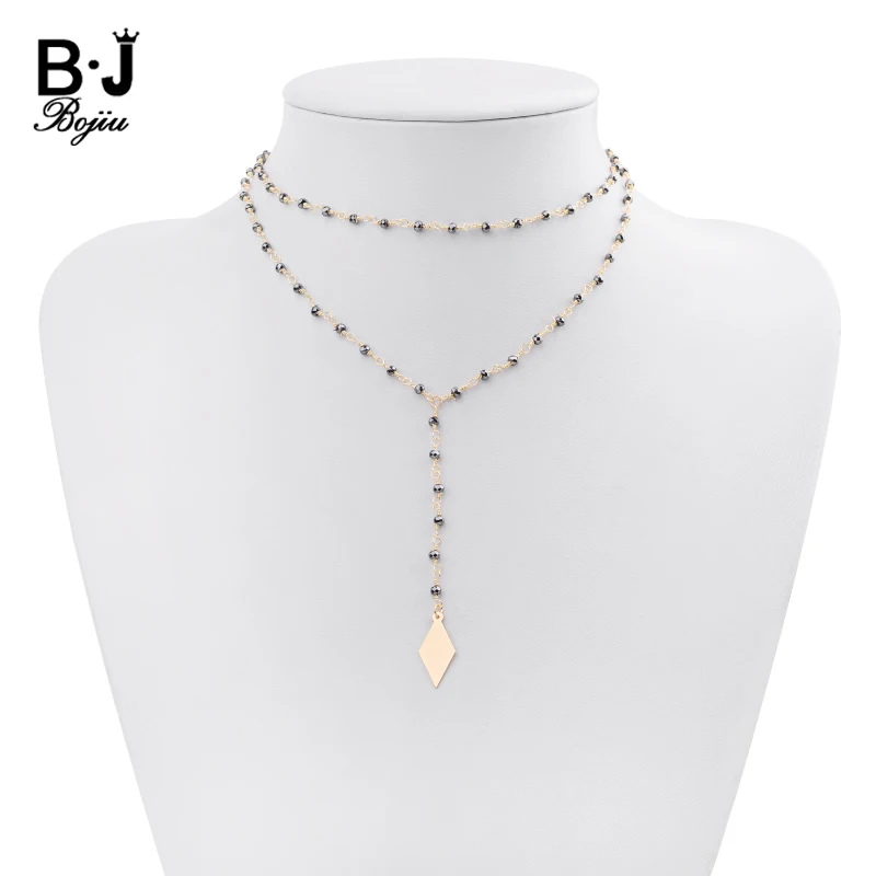 Multilayer Boho Women Pendant Necklaces Jewelry Ladies Gold-color Twisted Crystal Beads Chain Necklace Mujer Bijoux Gift NKS241 | Украшения