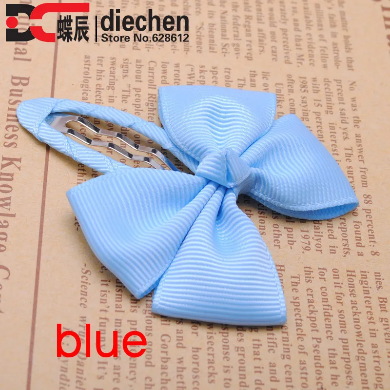 Blue Hairclips 2 шт./лот сплошная корсажная лента банты для маленьких девочек заколки для волос Детские аксессуары разные цвета - Цвет: Blue Hairclips