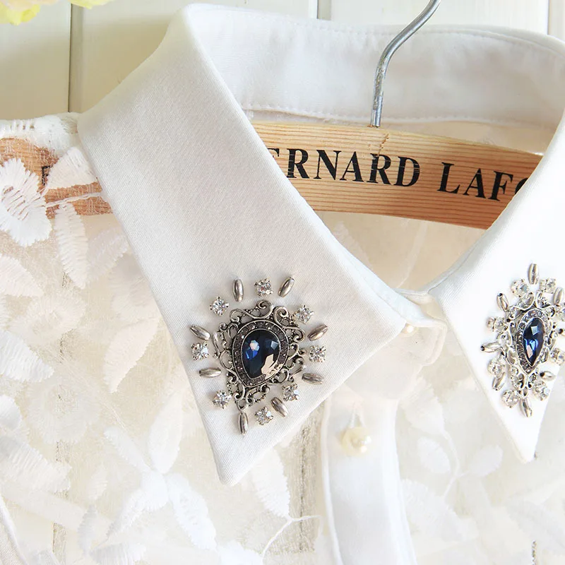 С украшением в виде кристаллов Ложные воротнички для женщин винтажном стиле Croptops