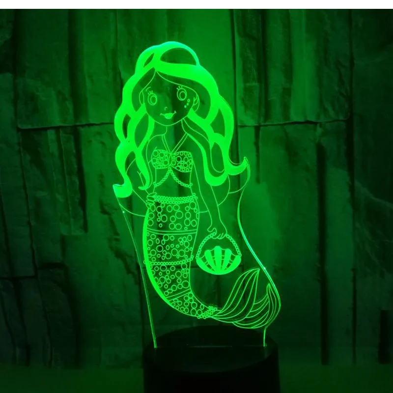 

MYDKDJL 3D LED Night Light for Mermaid Come with 7 Colors Light for Home Decoration Lamp Amazing Visualization Optical Illusion